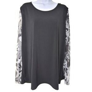 White Birch Whimsigoth Mesh Long Sleeve Pullover Tunic Top Size 2X Strappy‎ Back